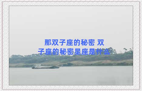 那双子座的秘密 双子座的秘密星座是什么